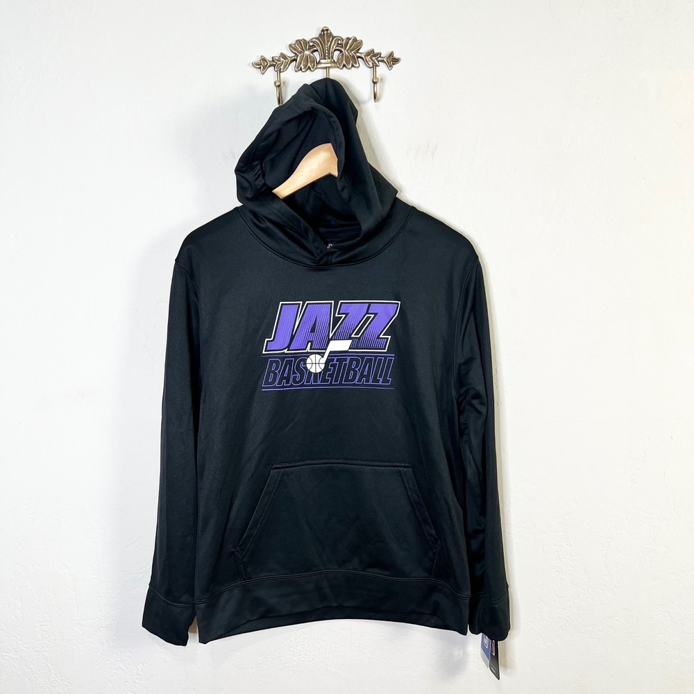 NBA Utah Jazz Basketball Hoodie Youth Size L 14/16 Black New Pullover